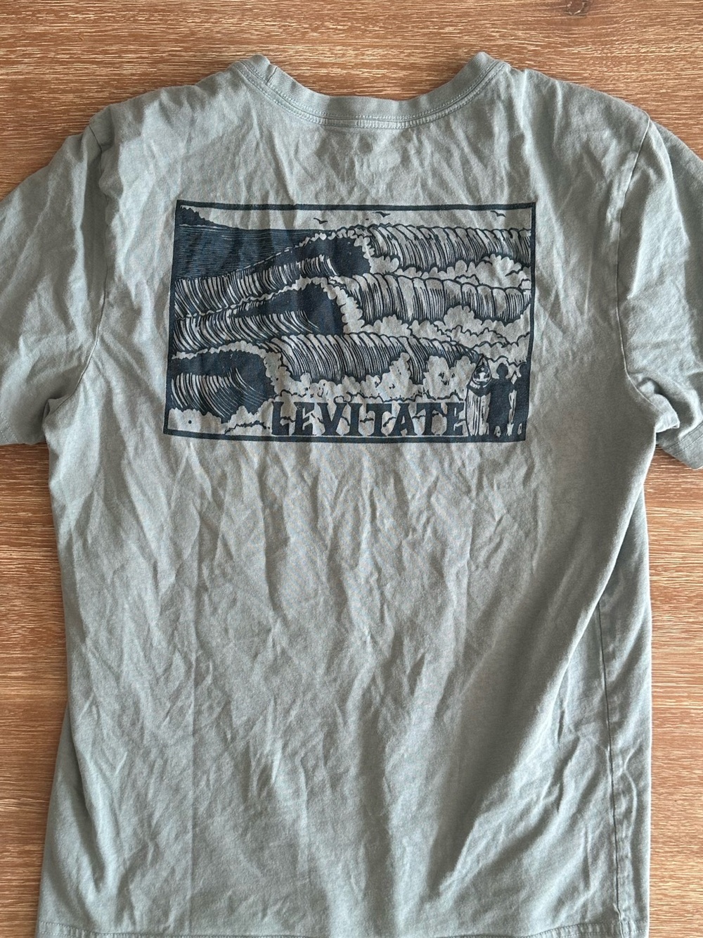 Men's Levitate Short-Sleeve Crew Graphic Wave Tee in Light Green